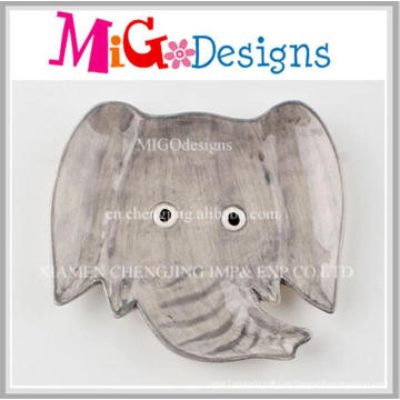 Plato simple de cerámica para vajilla de elefante gris